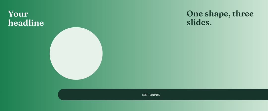 Ribbon seamless Instagram carousel template, Mint colours with Serif type