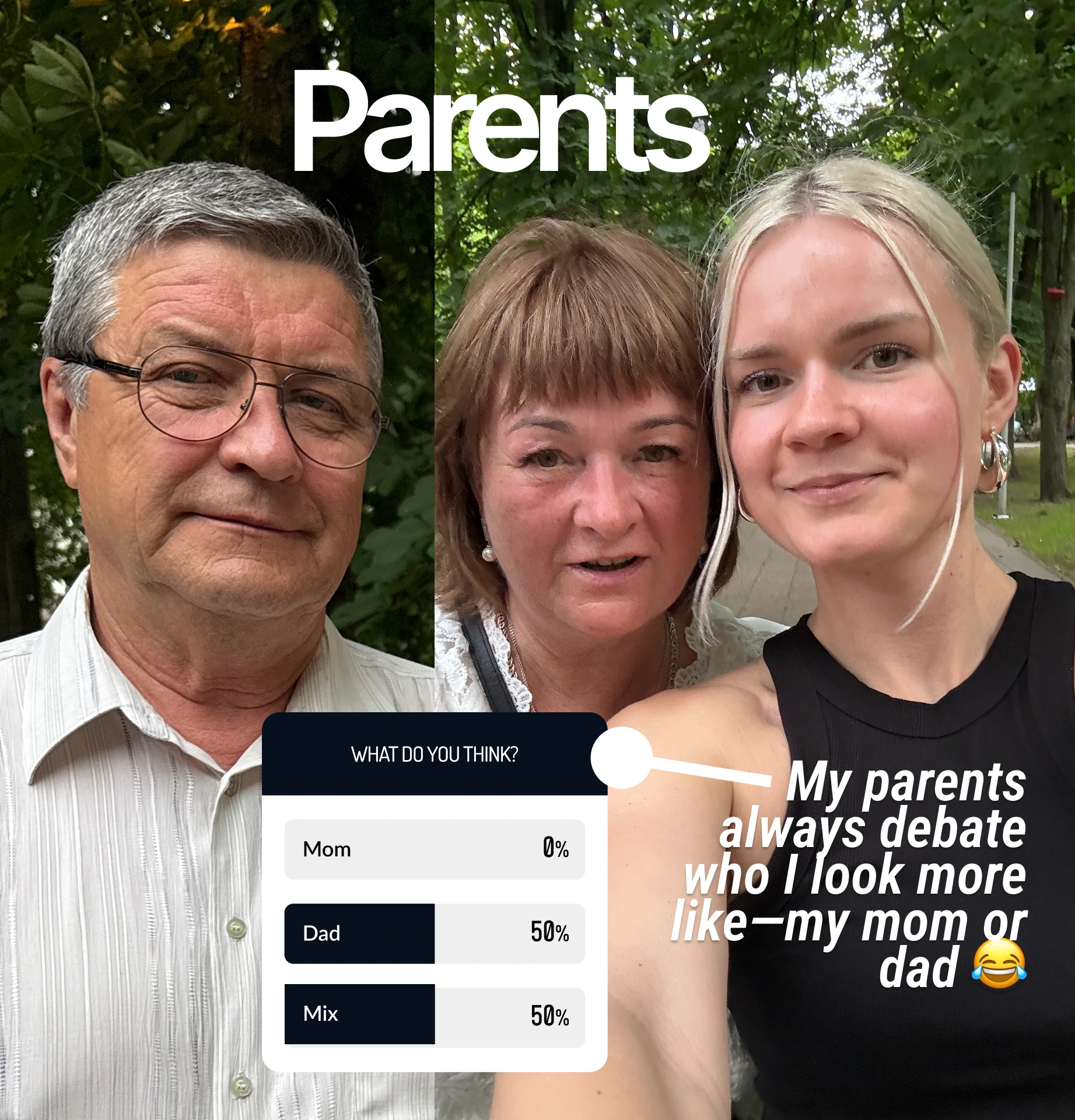 Instagram story with engaging poll example showing relatable content